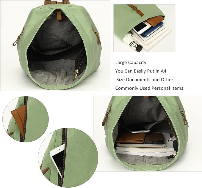 KL928 Canvas Vintage Backpack – Large Casual Daypack Outdoor Travel Rucksack - Image 4
