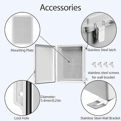 LeMotech Electrical Box, IP67 Waterproof Hinged Cover Stainless Steel Latch - Image 4