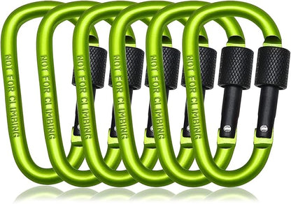 6 Pack Small Locking Carabiner, 3 Inch Aluminum D-Shape Snap Hook by MORNLIGHT