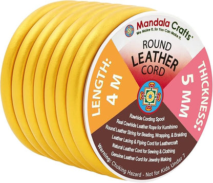Mandala Crafts Round Genuine Gold Leather Cord by MandalaCrafts