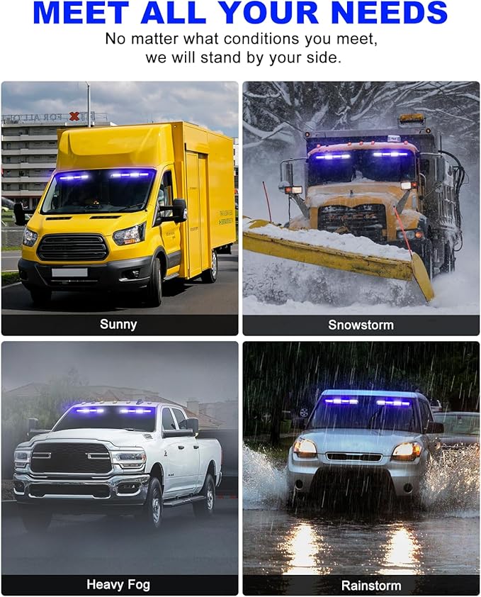 HLauto 6Z4J Emergency Dash Strobe Lights: 2x16.8 inch Blue White Safety Lights - Image 6