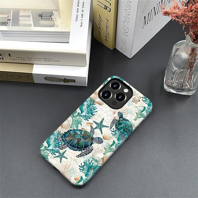for iPhone 16 Pro Max Case, HH2 Ocean Sea Turtle Nautical Map Hybrid 2 Layer - Image 5