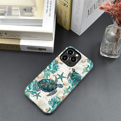for iPhone 16 Pro Max Case, HH2 Ocean Sea Turtle Nautical Map Hybrid 2 Layer - Image 5