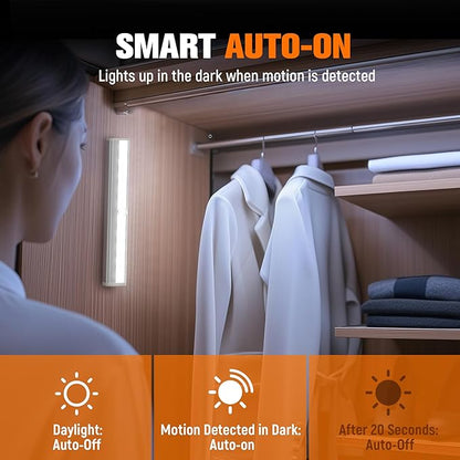 Molrebe Motion Sensor LED Lights, 6 Pack Battery Operated 10 LED Motion Closet - Image 3