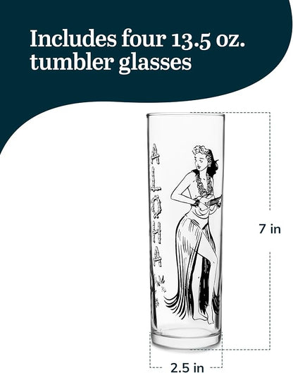 Libbey Zombie Clear Glass Tumbler Set, Vintage-Style Tiki Drinking Glasses Set - Image 2