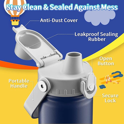baab 18oz Kids Water Bottle, Insulated Kids Water Bottle - Image 3