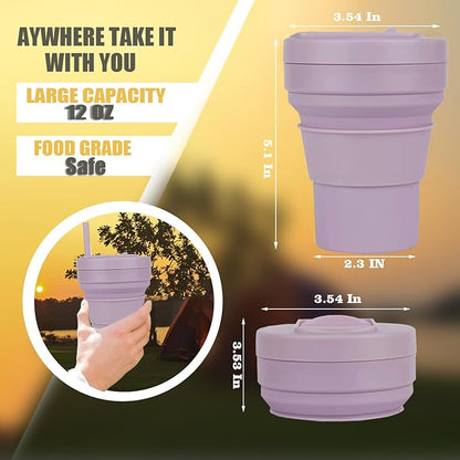12 Oz Silicone Collapsible Travel Cup, Portable Silicone Water Bottle - Image 3