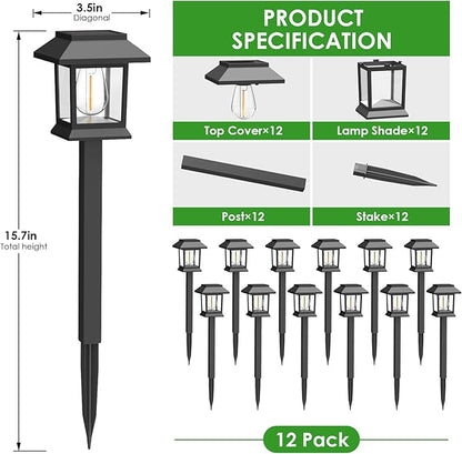 Benany Solar Outdoor Lights, 12 Pack Solar Pathway Lights Waterproof, Landscape - Image 2
