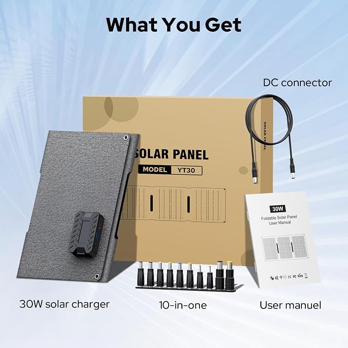ENOFLO 30W Solar Panel Charger YT30 Foldable Solar Panel IP65 Waterproof Solar - Image 11
