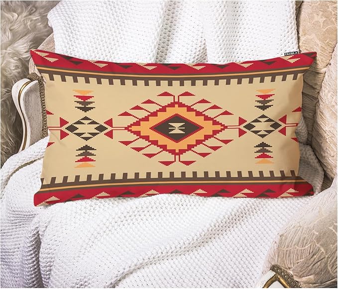 EKOBLA Vintage Ethnic Pattern 12x20 Pillow Case Tribal Print American Style by EKOBLA