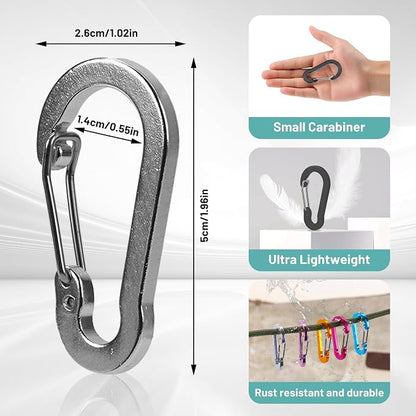 Multi-Pack Aluminum Carabiner Clips, Outdoor Activities - Image 2