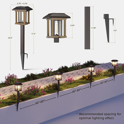 XMCOSY+ 4-Pack Solar Pathway Lights Outdoor, 25 Lumens Vintage Edison LED - Image 7