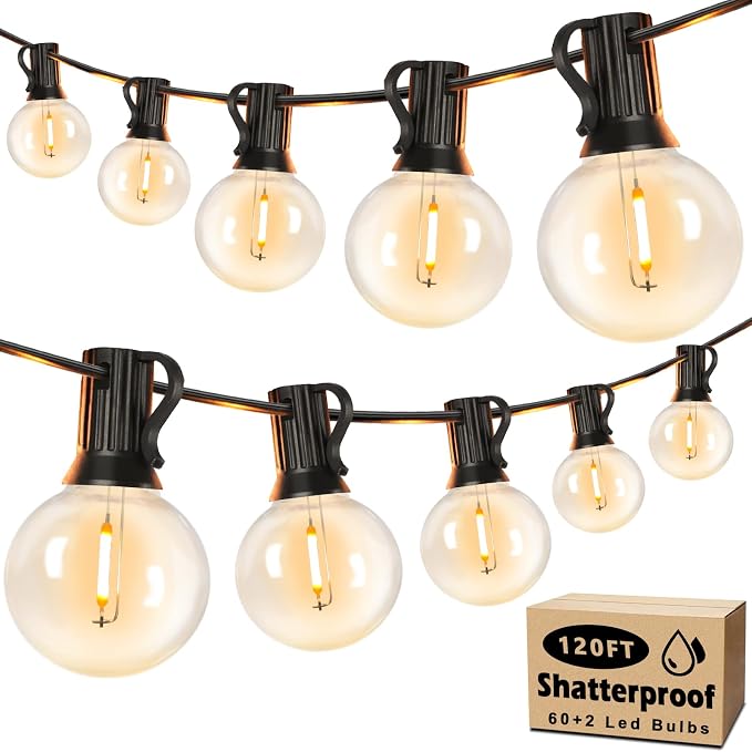 Brightever 120ft Outdoor G40 LED Globe String Lights Dimmable Waterproof by Brightever