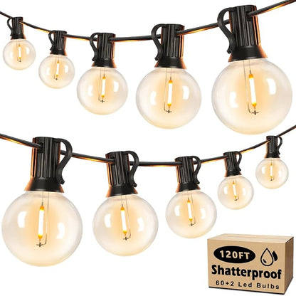 Brightever 120ft Outdoor G40 LED Globe String Lights Dimmable Waterproof by Brightever