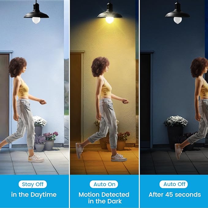 Motion Sensor Light Bulbs Dusk to Dawn 13W 100W Equivalent 1100lm Movement - Image 2