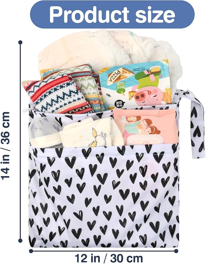 2pcs Cloth Diaper Wet Dry Bags Waterproof Reusable - Image 3