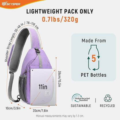 SKYSPER Sling Bag RFID Cross Body Bag Recycled Crossbody Backpack Travel Daypack - Image 5
