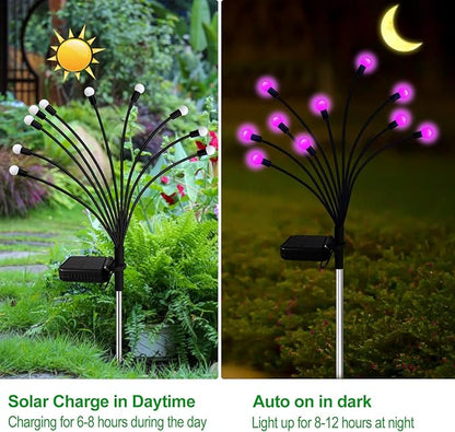 Kohlrabi Solar Garden Lights Outdoor, 2 Pack 16 LED Solar Pink Firefly Lights - Image 2