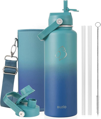 BUZIO 40 oz Insulated Water Bottle, Triple Wall Vacuum Stainless Steel Water by BUZIO