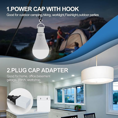 3Pack Rechargeable Emergency Light Bulb, A19 9W Warm White 6000K Self-Charging - Image 7