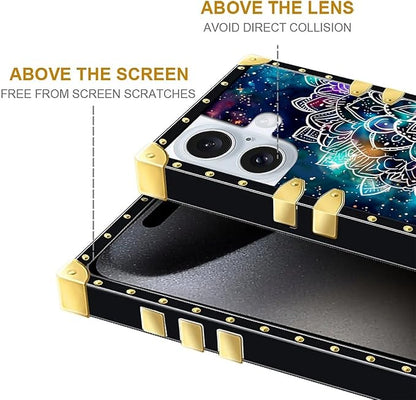 Compatible with iPhone 16 Plus Case, Starry Sky Colourful Mandala Luxury Golden - Image 6
