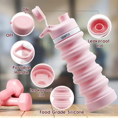 ONTA Collapsible BPA Free Silicone Water Bottle, 20oz - Image 8
