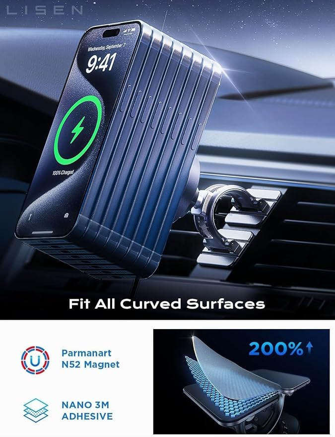 LISEN for 15W MagSafe Car Mount Charger, Magnetic Wireless Car Charger for - Image 5