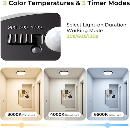 hepside 2 Pack Motion Sensor Ceiling Light Wired, 3000K/4000K/6500K LED Flush - Image 2