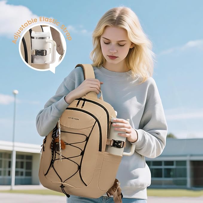 LOVEVOOK Mens Backpack with Giant Tumbler Holder Pocket, 15.6 Inch Everyday - Image 2