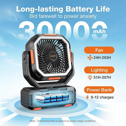 OGERY Camping Fan, Portable Fan Rechargeable - Image 4