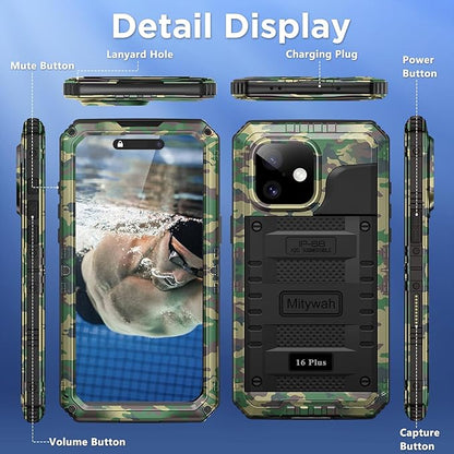 Mitywah Waterproof Case for iPhone 16 Plus, Shockproof Heavy Duty Case - Image 7