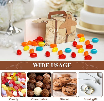 50Pcs Party Favor Candy Box, Vintage Mini Suitcase Favor Box, Kraft Paper - Image 4