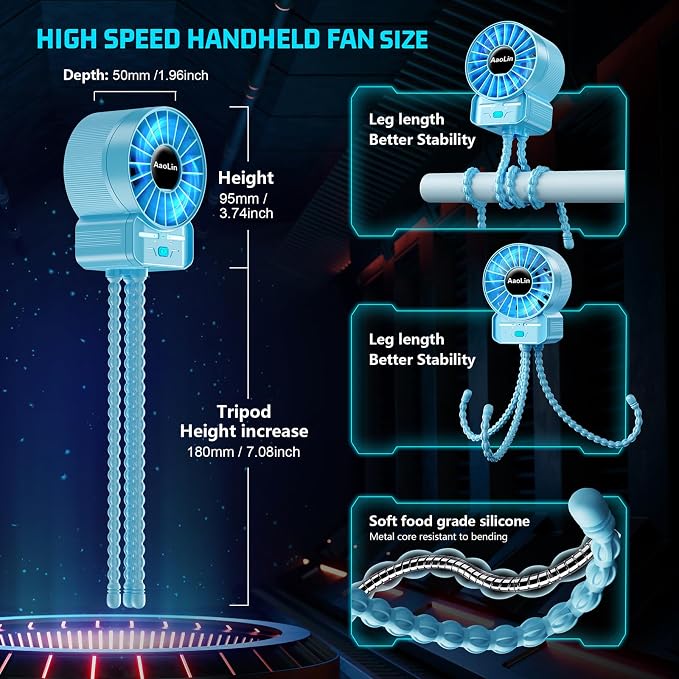 multifunctional USB rechargeable portable stroller small fan 4 speed 6600rpm - Image 5