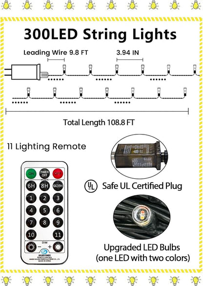 300 LED 99 FT Color Changing Christmas Lights - Image 7