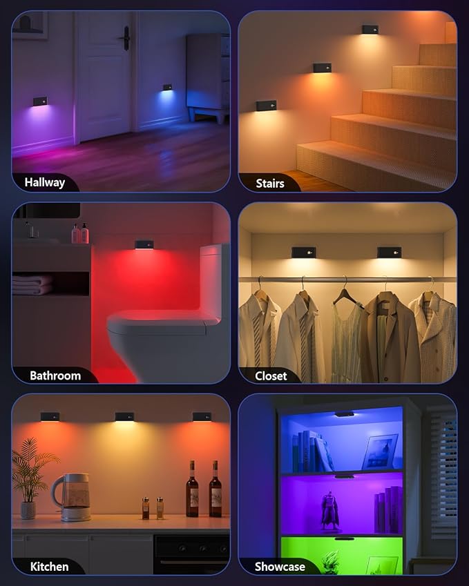 WILLED Rechargeable Night Light, RGB & Warm White Stair Lights Indoor, Color - Image 3
