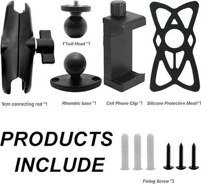Phone Mount Holder with B Size 1" Ball Diamond Base & Double Socket Arm - Image 7