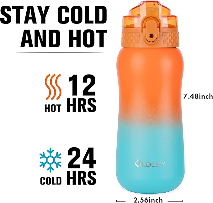 OLDLEY Insulated Kids Water Bottle 12oz, Stainless Steel, Double Wall, - Image 3
