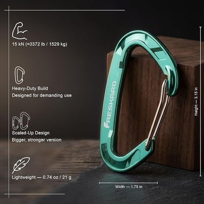 FresKaro 15kN-3372lbs Heavy Duty Wiregate Carabiners, Reliable Time-Tested - Image 2