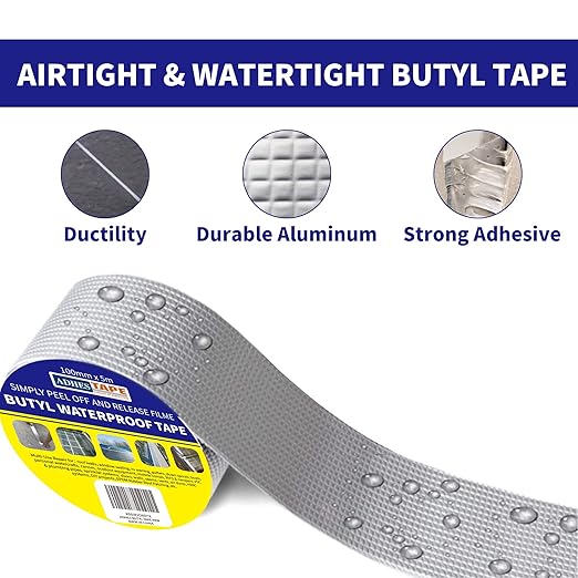 ADHES Butyl Tape Waterproof Tape Aluminum Foil Tape Sealan Tape 6in x 16ft - Image 2