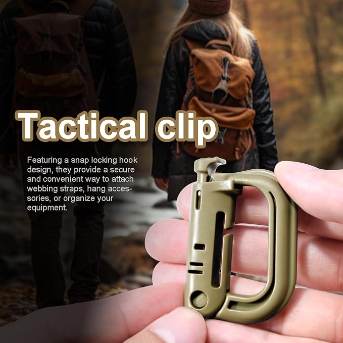 6 Pack 2.12“ Tactical Locking D Ring Plastic Carabiner Backapck Molle Hook Clip - Image 6
