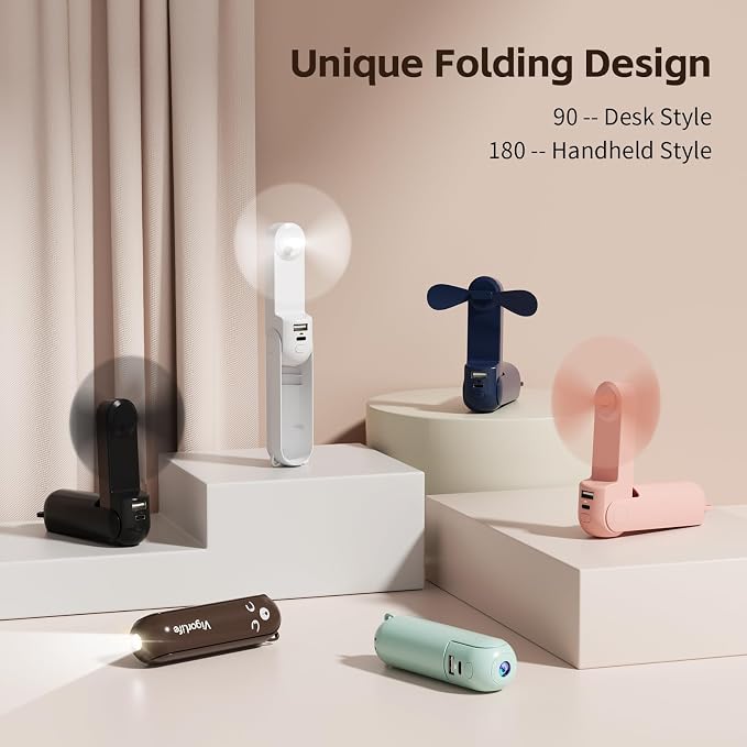 Mini Handheld Fan, USB Rechargeable 3 IN 1 Personal Cooler Fans - Image 7