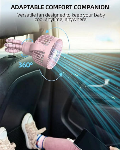 Portable Stroller Mini Fan, Small Rechargeable Personal Cooler w/ 360° Rotation - Image 5