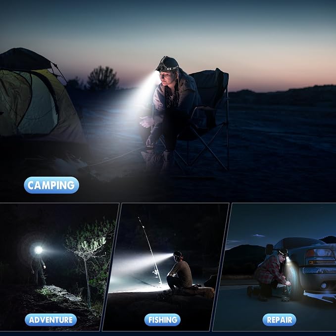 Super Bright Headlamp Rechargeable 99000 Lumens, 7 Modes Head Lamp, Zoomable - Image 8