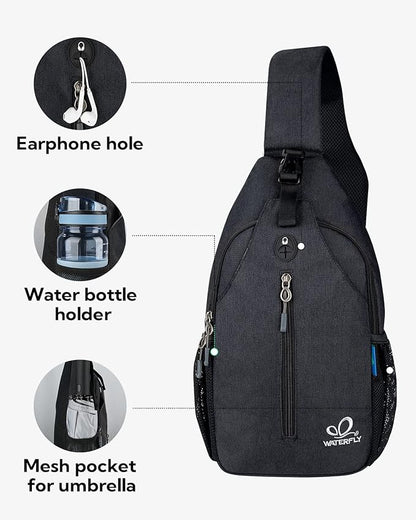 WATERFLY Small Hiking Sling Bag: Crossbody Sling Backpack Chest Bag Daypack - Image 4