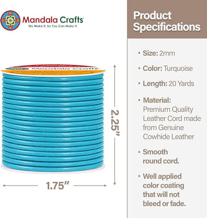 Mandala Crafts Round Genuine Turquoise Leather Cord - Image 2