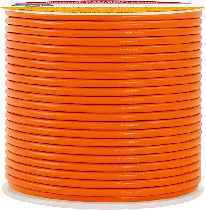 Mandala Crafts Round Genuine Orange Leather Cord - Image 2
