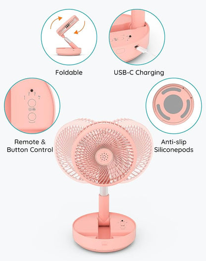 Primevolve Portable Oscillating Standing Fan, Rechargeable Battery Operated USB - Image 5