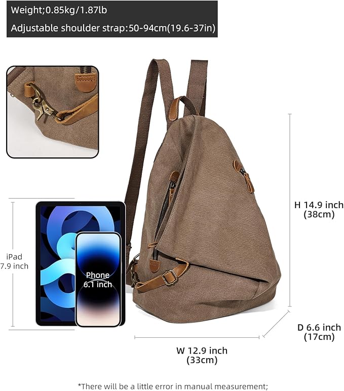 KL928 Canvas Vintage Backpack – Large Casual Daypack Outdoor Travel Rucksack - Image 2