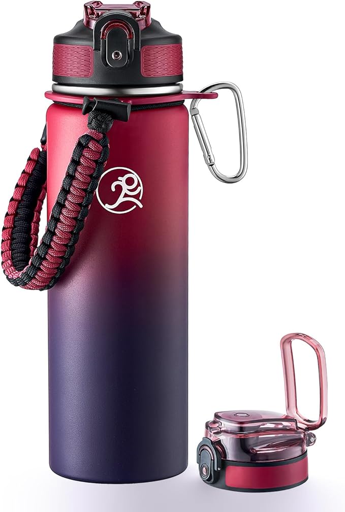 GOSWAG Insulated Sports Water Bottle, 24oz 2 Lids, Stainless Steel Water Bottles by GOSWAG