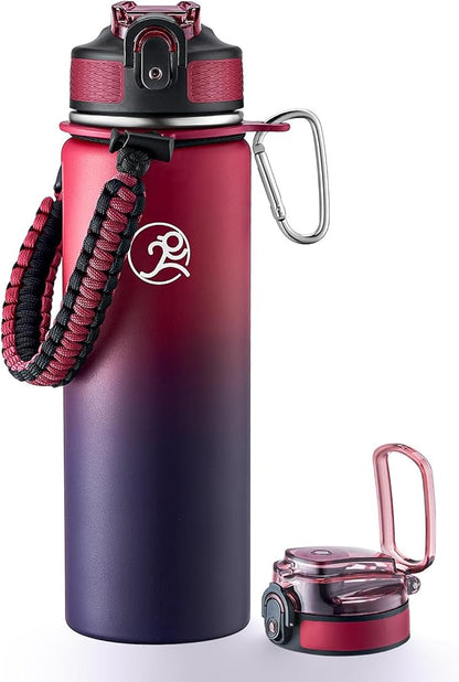 GOSWAG Insulated Sports Water Bottle, 24oz 2 Lids, Stainless Steel Water Bottles by GOSWAG